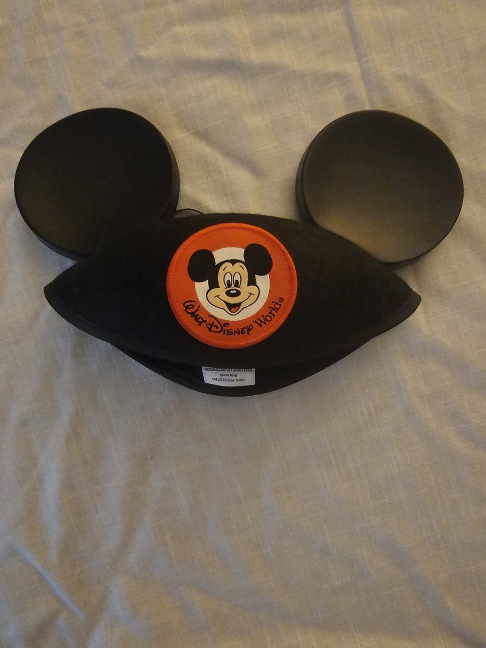 Disney Black Mickey Mouse Ears Hat with Orange Patch